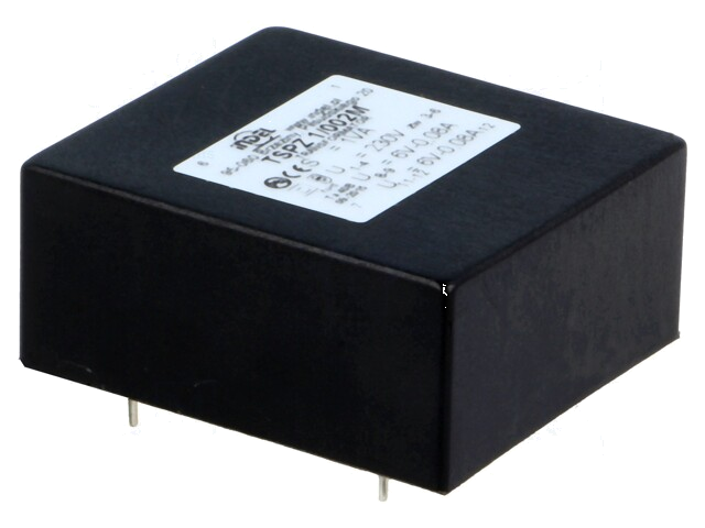 Transformator: ingegoten; 1VA; 230VAC; 6V; 6V; 80mA; 80mA; PCB; IP00 Transformator: ingegoten; 1VA; 230VAC; 6V; 6V; 80mA; 80mA; PCB; IP00